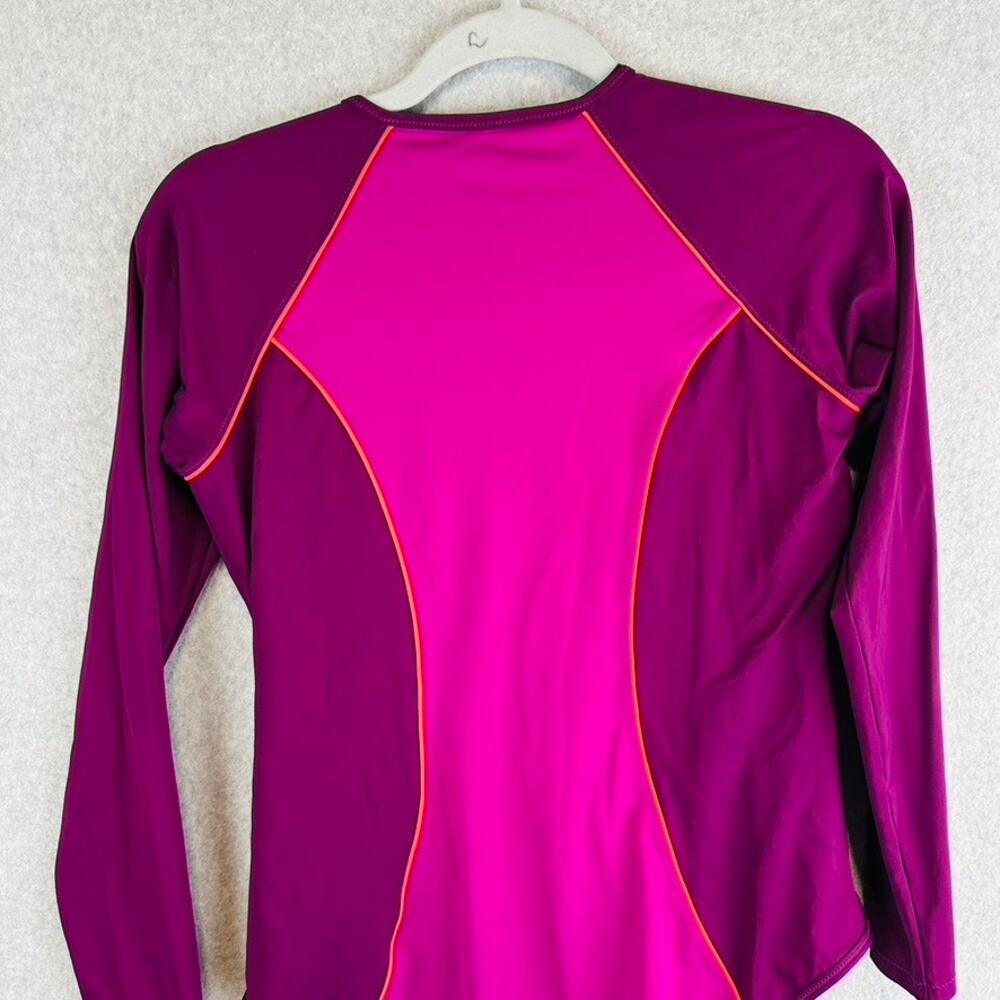 Athleta Womans Large Wavebrake One Piece Swim Suit Pink Color Block Long Sleeve - Picture 8 of 10